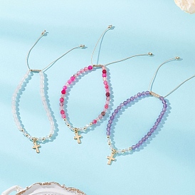 Драгоценный камень плетёные браслеты из бисера, крест прелести