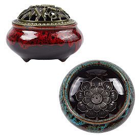 2шт. 2цвета керамические курильницы, печь для ароматерапии, домашний декор, с 1держателем для благовоний из поликарбонатного сплава