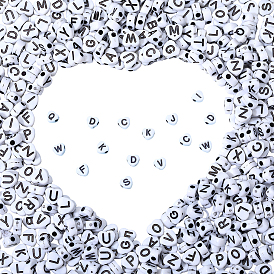 1000 непрозрачные акриловые бусины, сердце, белый и черный