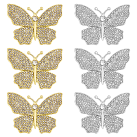 6 шт. 2 цветные бабочки из сплава со стразами на лацкан для рюкзака и одежды