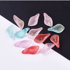 Frosted Glass Pendants, with Glitter Powder, Petal