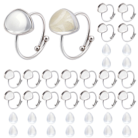 Наборы для самостоятельного изготовления колец в форме капли, включая 304 регулируемые кольца из нержавеющей стали, Кабошоны из стекла