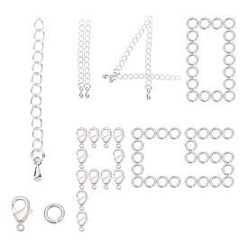 SUNNYCLUE 20 Strands Brass Chain Extenders, with Teardrop Charms, 140Pcs Brass Jump Rings and Lobster Claw Clasps