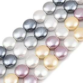 Гальванические оболочки жемчужные бусы пряди, плоско-круглые, 3 -цвет