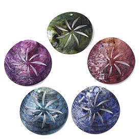 Natural Akoya Shell Pendants, Mother of Pearl Shell Pendants, Dyed, 
Flat Round
