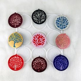 DIY Food Grade Silicone Round & Tree of Life Pendant Molds, Resin Casting Molds, for UV Resin, Epoxy Resin Craft Making