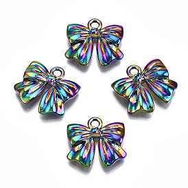 Rainbow Color Alloy Pendants, Cadmium Free & Lead Free, Bowknot
