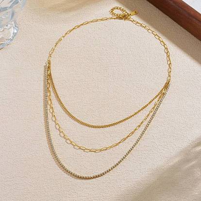 Унисекс 304 нержавеющая сталь 3 многослойные ожерелья для женщин и мужчин