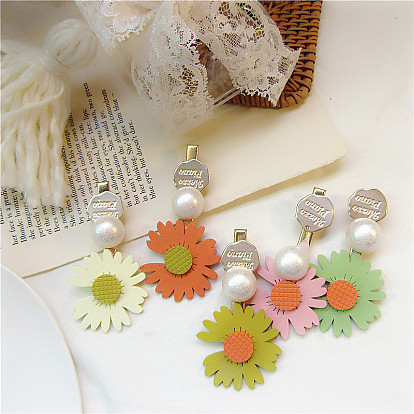 Cute Daisy Hair Tie with Floral Elastic Band - Forest Style, Leather Cover.