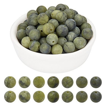Round Frosted Natural TaiWan Jade Bead Strands