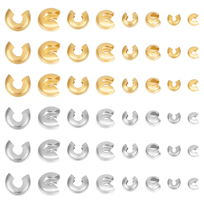 160 шт. 8 стиль 304 крышки для обжимных бусин из нержавеющей стали