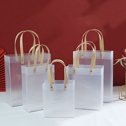 Прозрачные прямоугольные пластиковые пакеты из ПВХ ко Дню святого Валентина, с ручкой, для покупок, ремесла, дары