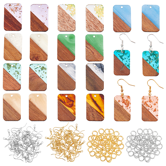 Наборы для изготовления сережек diy, в том числе 22 шт. 11 цвета подвески из смолы и ореха, 44 шт. 2 цвета латунных крючков для сережек и 44 шт. 2 цвета прыгунов.