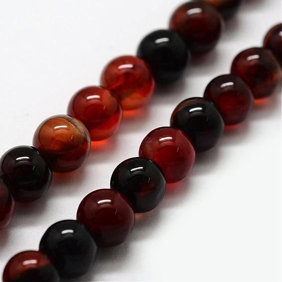 Natural Agate Beads Strands, Dyed & Heated, Round