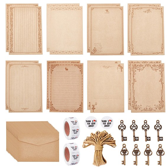 CRASPIRE Vintage Retro Writing Letter Stationery & Blank Mini Paper Envelopes Kits, for Birthday Party Invitation Card Making