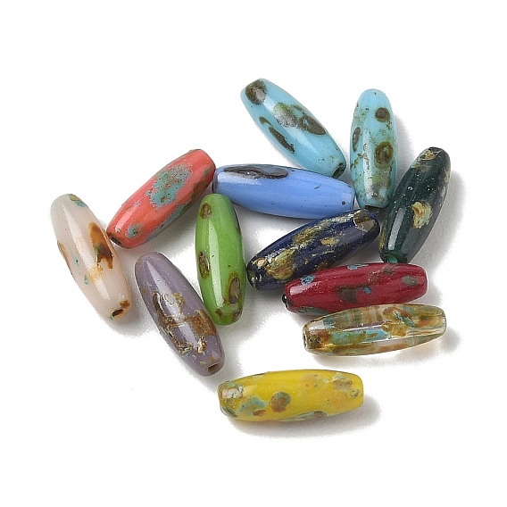 Undurchsichtige Glasperlen, Reis, feuerpoliert
