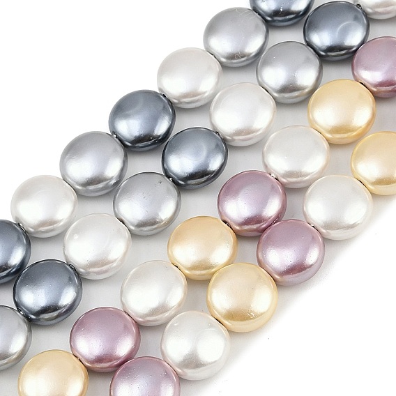 Гальванические оболочки жемчужные бусы пряди, плоско-круглые, 3 -цвет