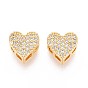 Латунные микропаве из прозрачного кубического циркония, сердце, без никеля 