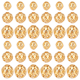 60шт 3 стиль долговечные полые латунные бусины с покрытием, филигранные бусы