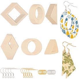 Наборы для изготовления деревянных висячих серег своими руками, разнообразные