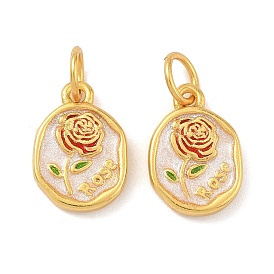Латунь эмаль подвески, овал с цветочными подвесками, с блеском порошок, долговечный, без свинца и без кадмия, с целью перехода в кольце