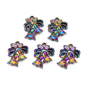 Rainbow Color Alloy Pendants, Cadmium Free & Nickel Free & Lead Free, Christmas, Bell