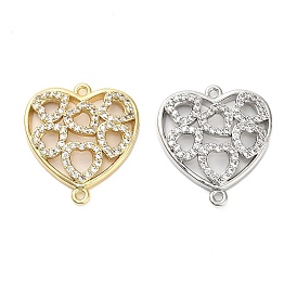 Подвески в форме сердца из латуни с микро-паве и прозрачным кубическим цирконием, стойки покрытие, долговечный, без свинца и без кадмия