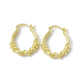 Brass Hoop Earrings for Women, Rack Plating, Long-Lasting Plated, Lead Free & Cadmium Free, Knot Oval Ring