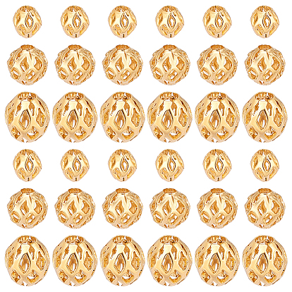 60шт 3 стиль долговечные полые латунные бусины с покрытием, филигранные бусы