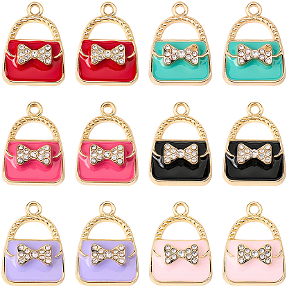 24шт 6 цвета подвески из эмалированного сплава с покрытием, с кристально горный хрусталь, без кадмия, без никеля и без свинца, пакет