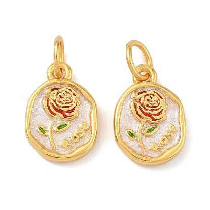 Латунь эмаль подвески, овал с цветочными подвесками, с блеском порошок, долговечный, без свинца и без кадмия, с целью перехода в кольце