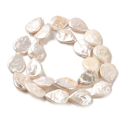 Natural Baroque Pearl Keshi Pearl Beads Strands, Cultured Freshwater Pearl, Teardrop, Grade 5A+