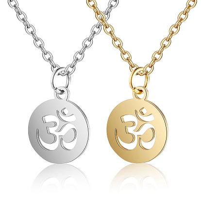 Titanium Steel Yoga Theme Pendant Necklace with Stainless Steel Chains for Men Women