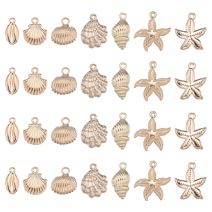 28шт 7 стили океан серии сплав подвески, раковина/ракушка/морская звезда шарм