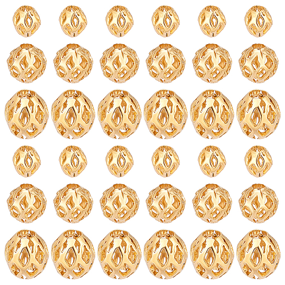 60шт 3 стиль долговечные полые латунные бусины с покрытием, филигранные бусы