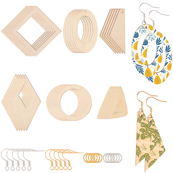 Наборы для изготовления деревянных висячих серег своими руками, разнообразные