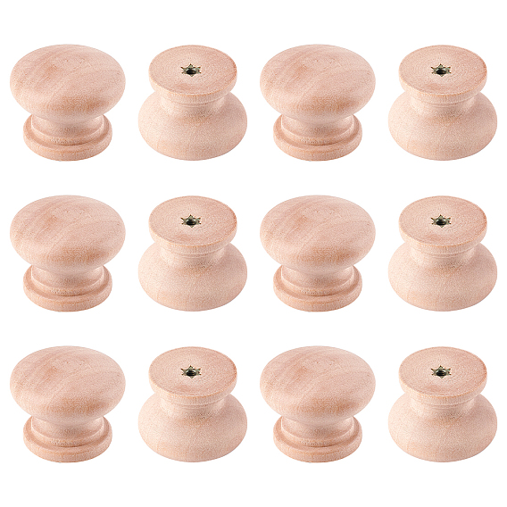 Wood Drawer Knobs, for Home, Cabinet, Cupboard and Dresser, Mushroom