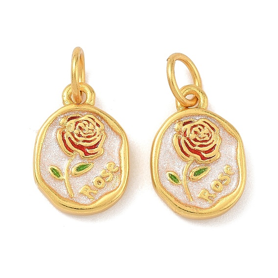 Латунь эмаль подвески, овал с цветочными подвесками, с блеском порошок, долговечный, без свинца и без кадмия, с целью перехода в кольце