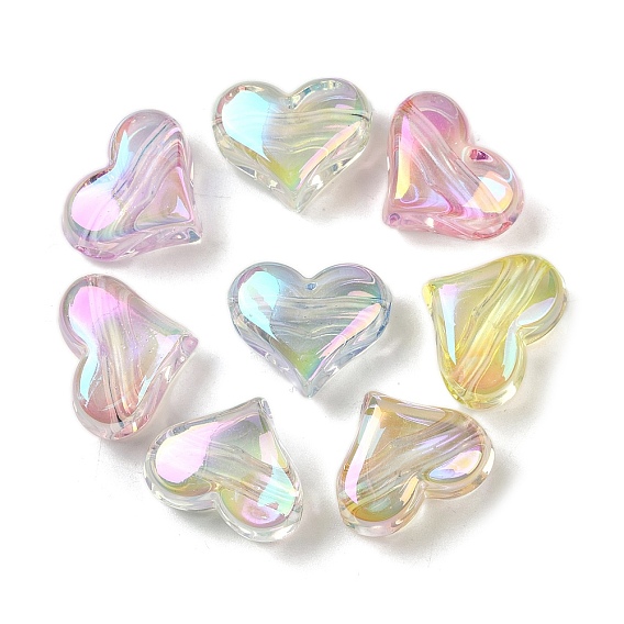 Уф-покрытие прозрачные акриловые бусины, радужный, сердце