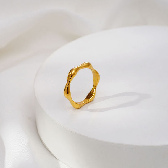 Irregular Wave 304 Stainless Steel Finger Rings for Women