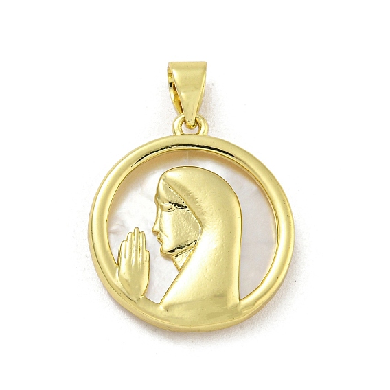 Стойки с латунным покрытием, подвески из натуральных ракушек, плоские круглые подвески с рисунком монахини, без кадмия и без свинца, долговечный