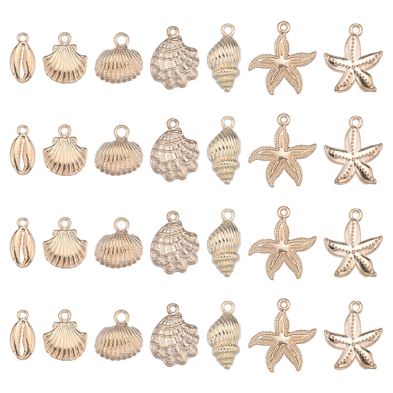 28шт 7 стили океан серии сплав подвески, раковина/ракушка/морская звезда шарм