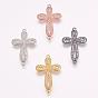 Brass Micro Pave Cubic Zirconia Links, Cadmium Free & Lead Free, Cross