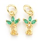 Messing Zirkonia Anhänger, mit Ringe springen, Ananas