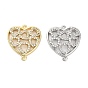 Подвески в форме сердца из латуни с микро-паве и прозрачным кубическим цирконием, стойки покрытие, долговечный, без свинца и без кадмия