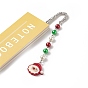 Christmas Theme Resin Pendant Bookmarks, Flower Pattern Tibetan Style Alloy Hook Bookmark, Holly Leaf/Santa Claus/Reindeer