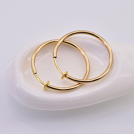 Electroplate Brass Retractable Clip-on Earrings, Non Piercing Spring Hoop Earrings, Cartilage Earring