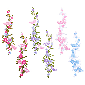 6 шт. 6 стили полиэстер вышивка нить приклеивание/пришивание заплаток, аппликации из ткани, цветок