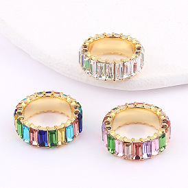 Стильное медное кольцо с разноцветными кристаллами и цирконом - европейские и американские модные украшения
