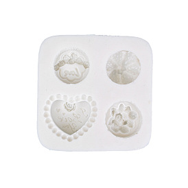 Food Grade Heart Flat Round Cake Silicone Mold, Creative DIY Candle Home Office Decoration Display Mold